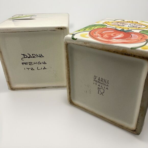 Vintage Italian Ceramic Canisters D'Arna Perugia With Cork Lids Set Of 4 - Picture 6 of 15